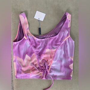 Vincent Romeo Pastel Hombre Cropped Top Lined Side Zip Pink Lilac Medium